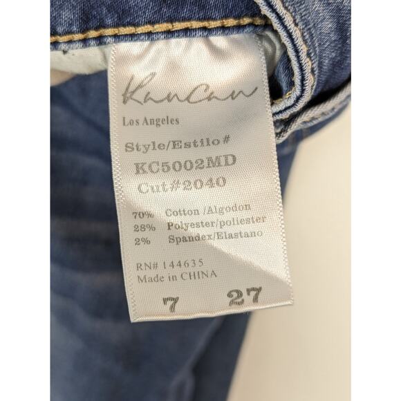 Kancan Denim Jeans High Waisted Ankle Skinny Distressed Boho Blue Size 27 - Picture 9 of 12